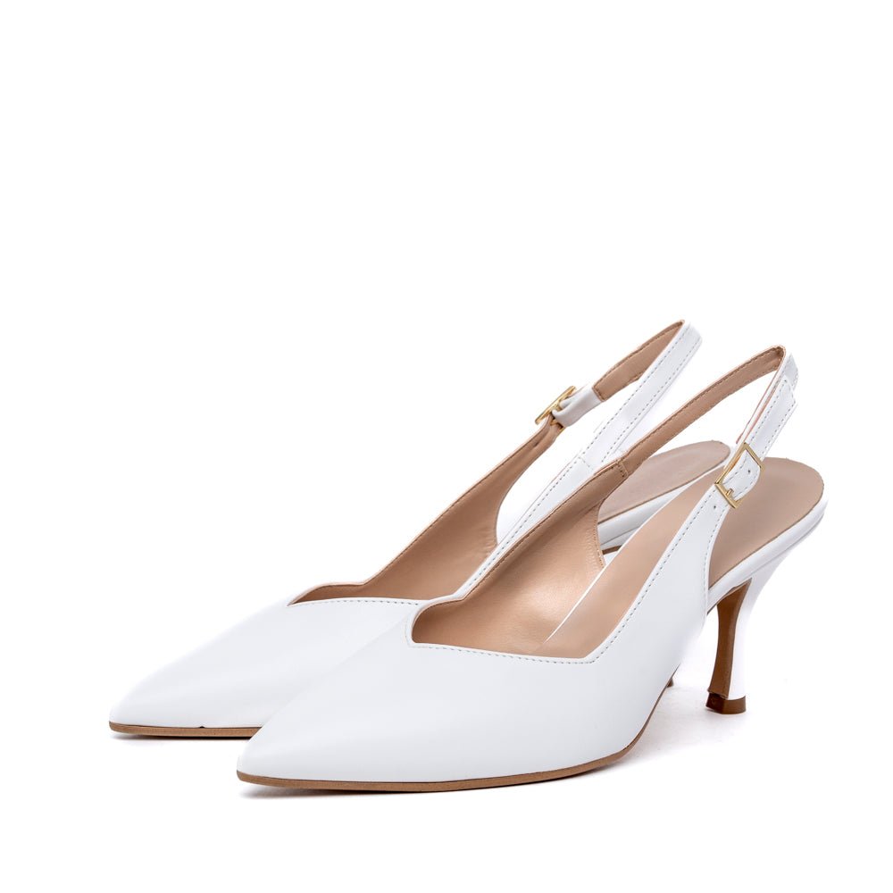 Slingback Sposa in liz bianco con scollo cuore. - TreemmeCreazioni
