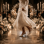 Slingback Sposa in liz bianco con tacco rocchetto. - TreemmeCreazioni