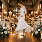Slingback Sposa in liz bianco con tacco rocchetto. - TreemmeCreazioni