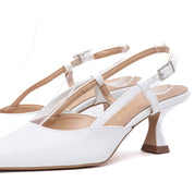 Slingback Sposa in liz bianco con tacco rocchetto. - TreemmeCreazioni