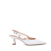 Slingback Sposa in liz bianco con tacco rocchetto. - TreemmeCreazioni
