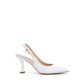 Slingback Sposa in liz fil bianco con tacco laminato.