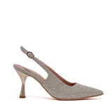 Slingback Sposa in microglitter platino.