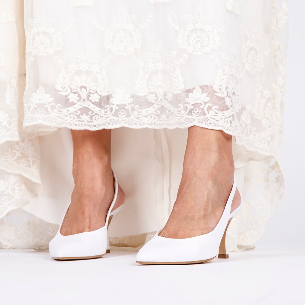 Slingback Sposa in miniglitter bianco. - TreemmeCreazioni