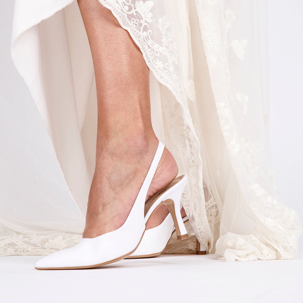 Slingback Sposa in miniglitter bianco