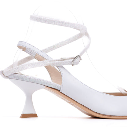 Slingback Sposa in nappa con cinturini in glitter. - TreemmeCreazioni