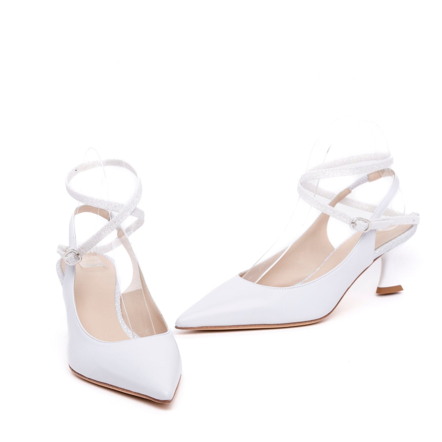 Slingback Sposa in nappa con cinturini in glitter. - TreemmeCreazioni