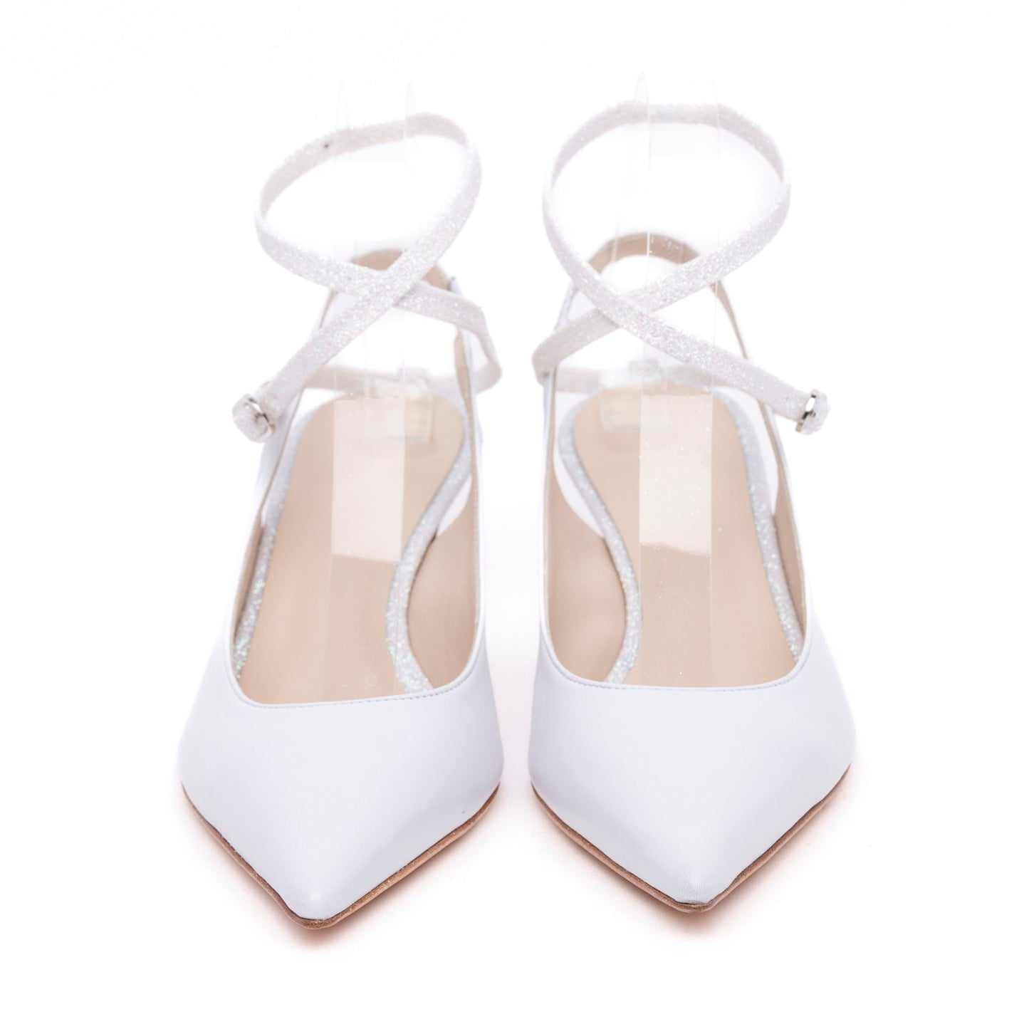 Slingback Sposa in nappa con cinturini in glitter. - TreemmeCreazioni