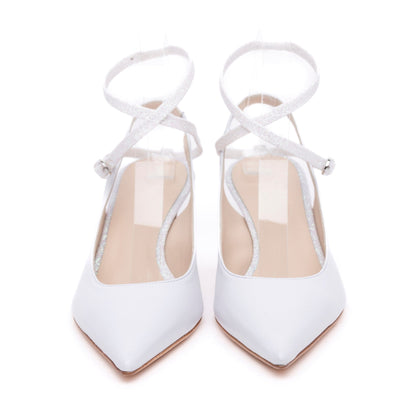 Slingback Sposa in nappa con cinturini in glitter. - TreemmeCreazioni