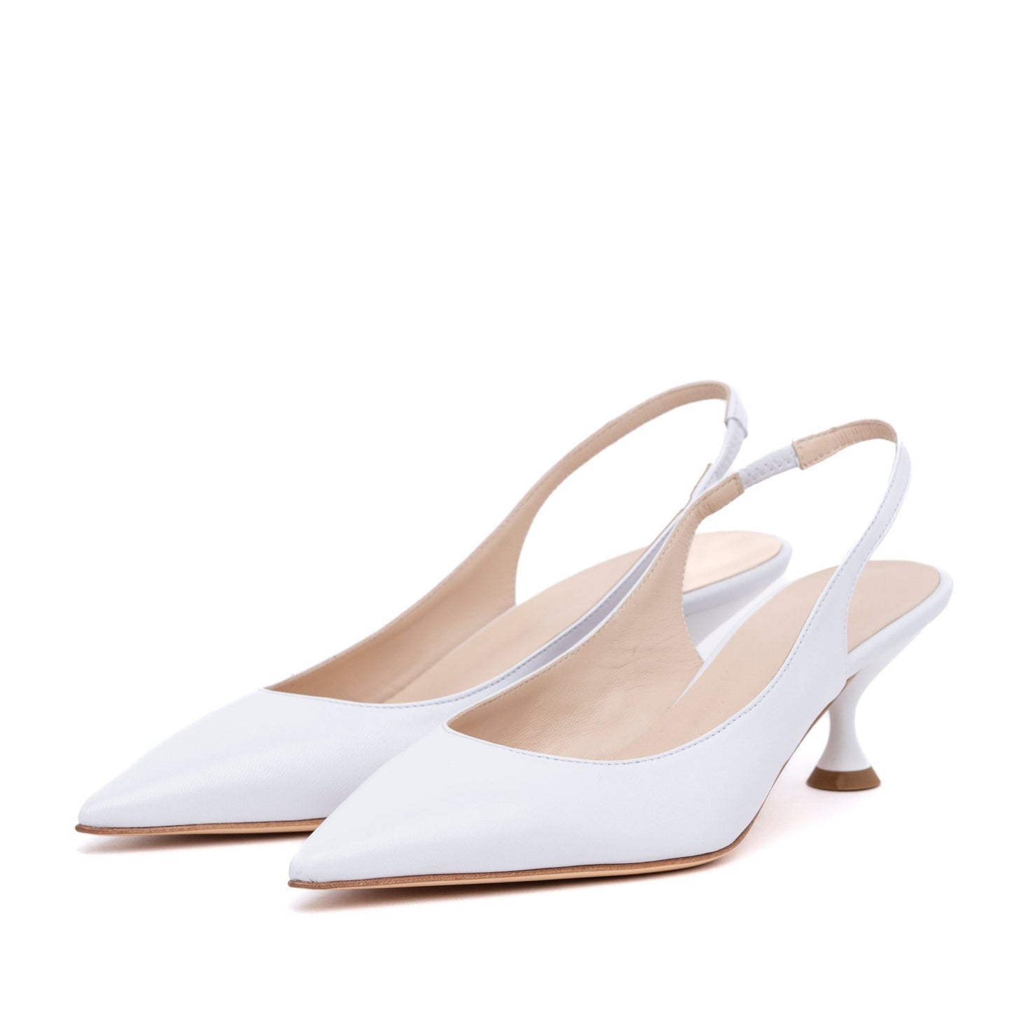 Slingback Sposa in pelle bianca. - TreemmeCreazioni