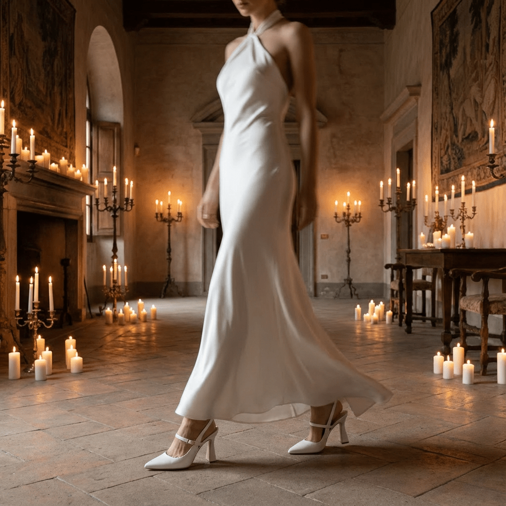 Slingback Sposa in perlato avorio con cinturino. - TreemmeCreazioni