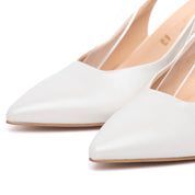 Slingback Sposa in perlato avorio con tacco a clessidra. - TreemmeCreazioni