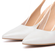 Slingback Sposa in perlato avorio con tacco. - TreemmeCreazioni