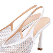 Slingback Sposa in satin bianco e micro cristalli. - TreemmeCreazioni