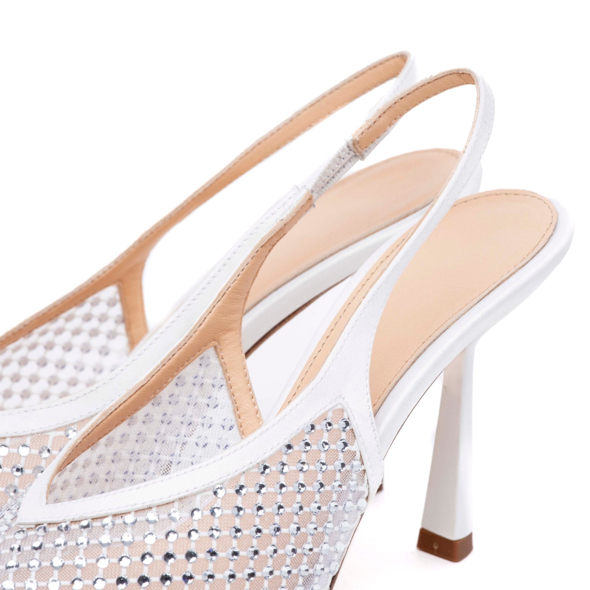 Slingback Sposa in satin bianco e micro cristalli. - TreemmeCreazioni