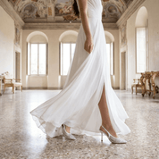 Slingback Sposa in satin bianco e micro cristalli. - TreemmeCreazioni