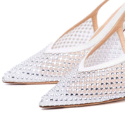 Slingback Sposa in satin bianco e micro cristalli. - TreemmeCreazioni