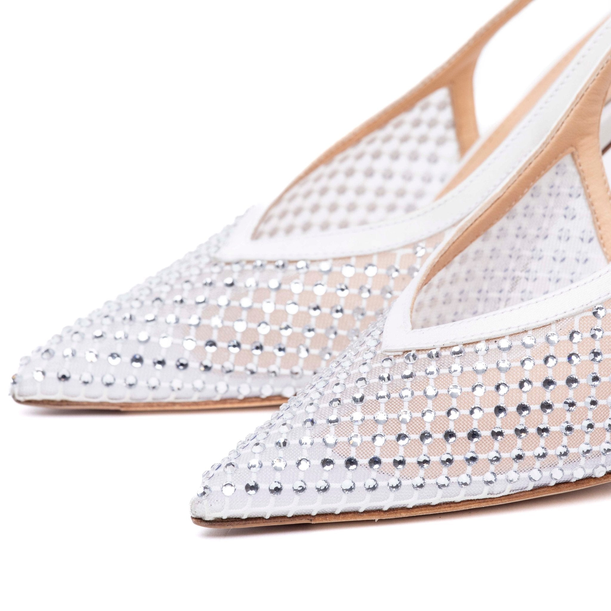 Slingback Sposa in satin bianco e micro cristalli. - TreemmeCreazioni