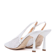 Slingback Sposa in satin bianco e micro cristalli. - TreemmeCreazioni