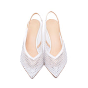 Slingback Sposa in satin bianco e micro cristalli. - TreemmeCreazioni