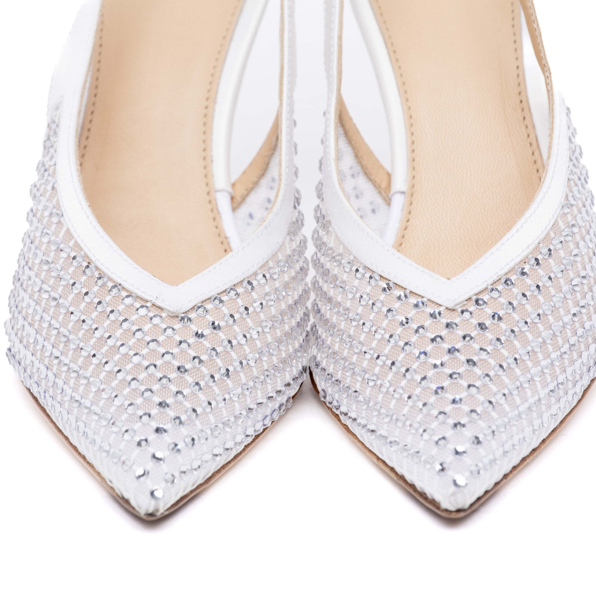 Slingback Sposa in satin bianco e micro cristalli. - TreemmeCreazioni