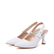Slingback Sposa in tessuto glitterato bianco con fiocco. - TreemmeCreazioni