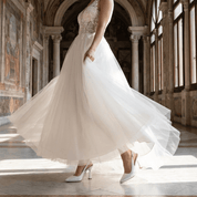 Slingback Sposa in tessuto glitterato bianco. - TreemmeCreazioni