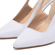 Slingback Sposa in tessuto glitterato bianco. - TreemmeCreazioni