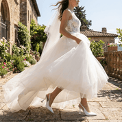Slingback Sposa in tessuto glitterato bianco. - TreemmeCreazioni