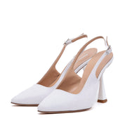 Slingback Sposa in tessuto glitterato bianco. - TreemmeCreazioni