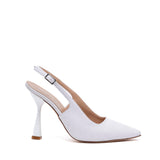Slingback Sposa in tessuto glitterato bianco.