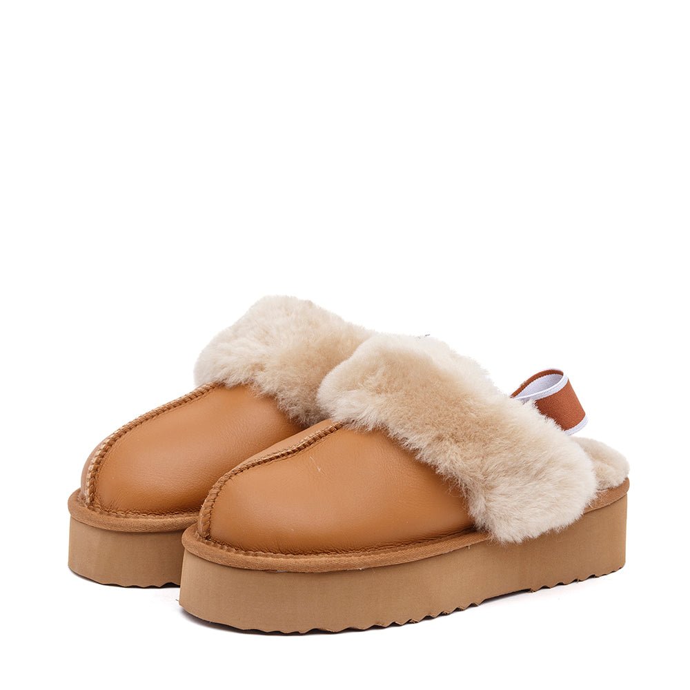 Slip on in pelle con eco pelliccia. - TreemmeCreazioni