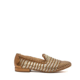 Slipper in liz intrecciato bronzo e platino