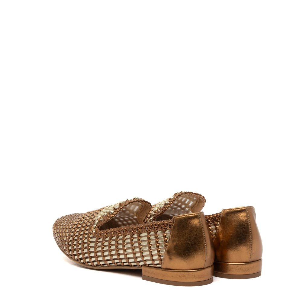 Slipper in liz intrecciato bronzo e platino - TreemmeCreazioni