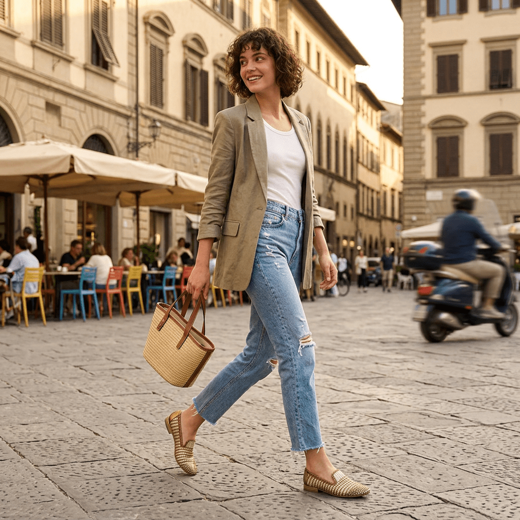 Slipper in liz intrecciato bronzo e platino - TreemmeCreazioni