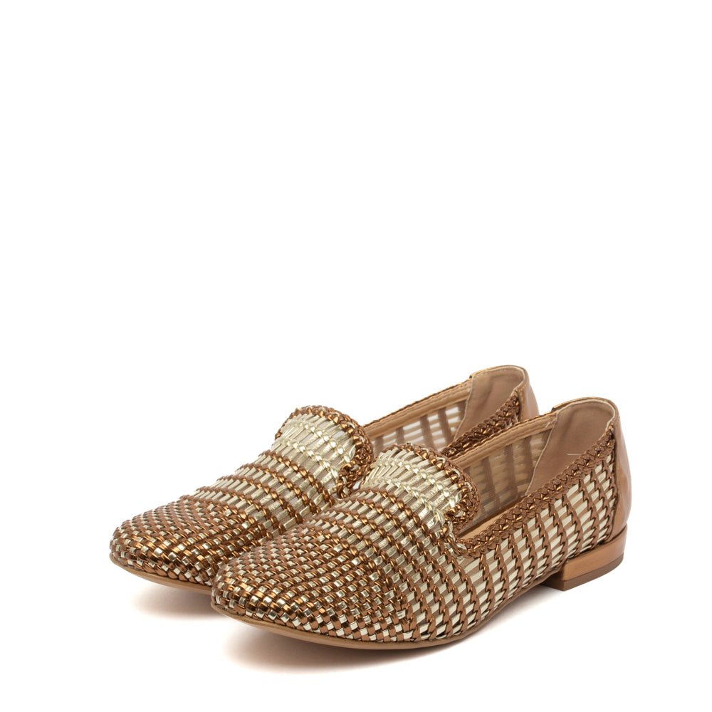 Slipper in liz intrecciato bronzo e platino - TreemmeCreazioni