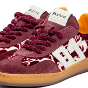 Sneaker in velluto e camoscio color barolo. - TreemmeCreazioni