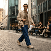 Sneakers Ambitious in camoscio e canvas beige - TreemmeCreazioni