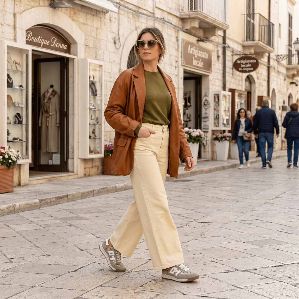 Sneakers in camoscio beige e glitterone. - TreemmeCreazioni