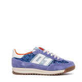 Sneakers in camoscio lavanda e glitterone.