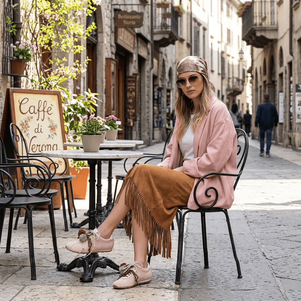 Sneakers in camoscio rasato nude con charms, - TreemmeCreazioni