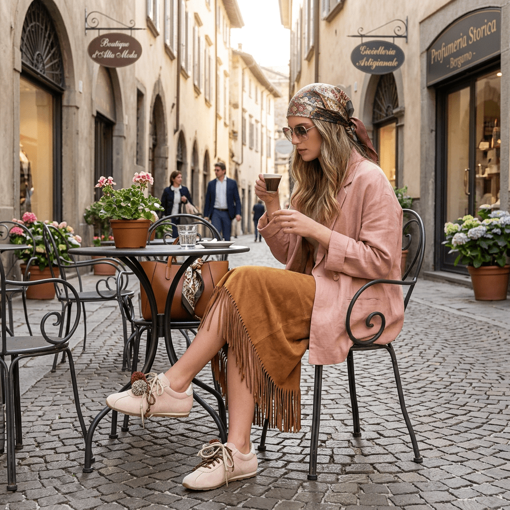 Sneakers in camoscio rasato nude con charms, - TreemmeCreazioni