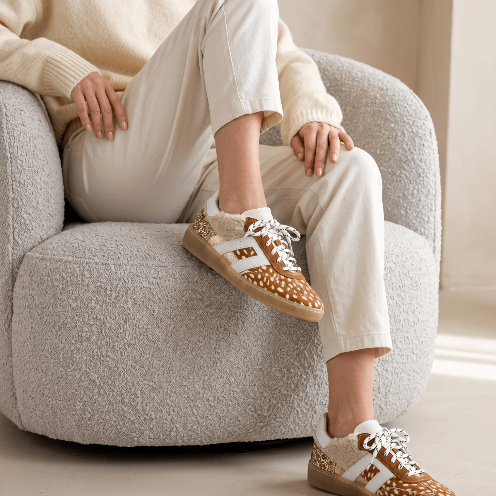 Sneakers in cavallino stampa bambi e glitter. - TreemmeCreazioni