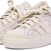 Sneakers in glitterone rosa e camoscio beige - TreemmeCreazioni