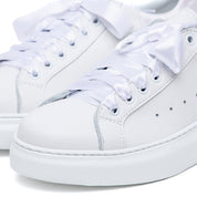 Sneakers in nappa bianca con laccio in raso - TreemmeCreazioni
