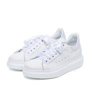 Sneakers in nappa bianca con laccio in raso - TreemmeCreazioni