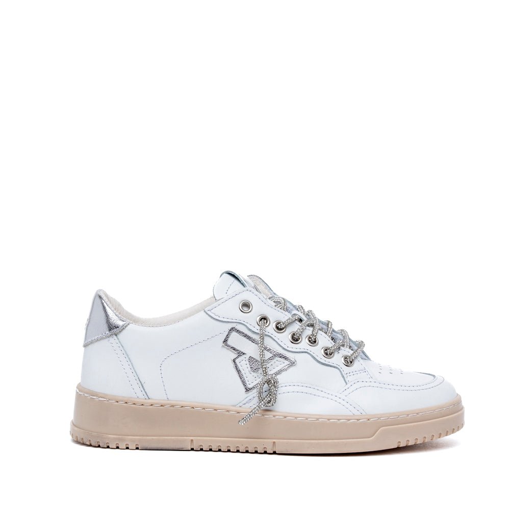 Sneakers in nappa bianca con laccio in strass - TreemmeCreazioni