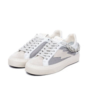 Sneakers in pelle e scamosciato ghiaccio con strass. - TreemmeCreazioni