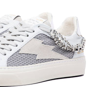 Sneakers in pelle e scamosciato ghiaccio con strass. - TreemmeCreazioni