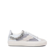 Sneakers in pelle e scamosciato ghiaccio con strass. - TreemmeCreazioni